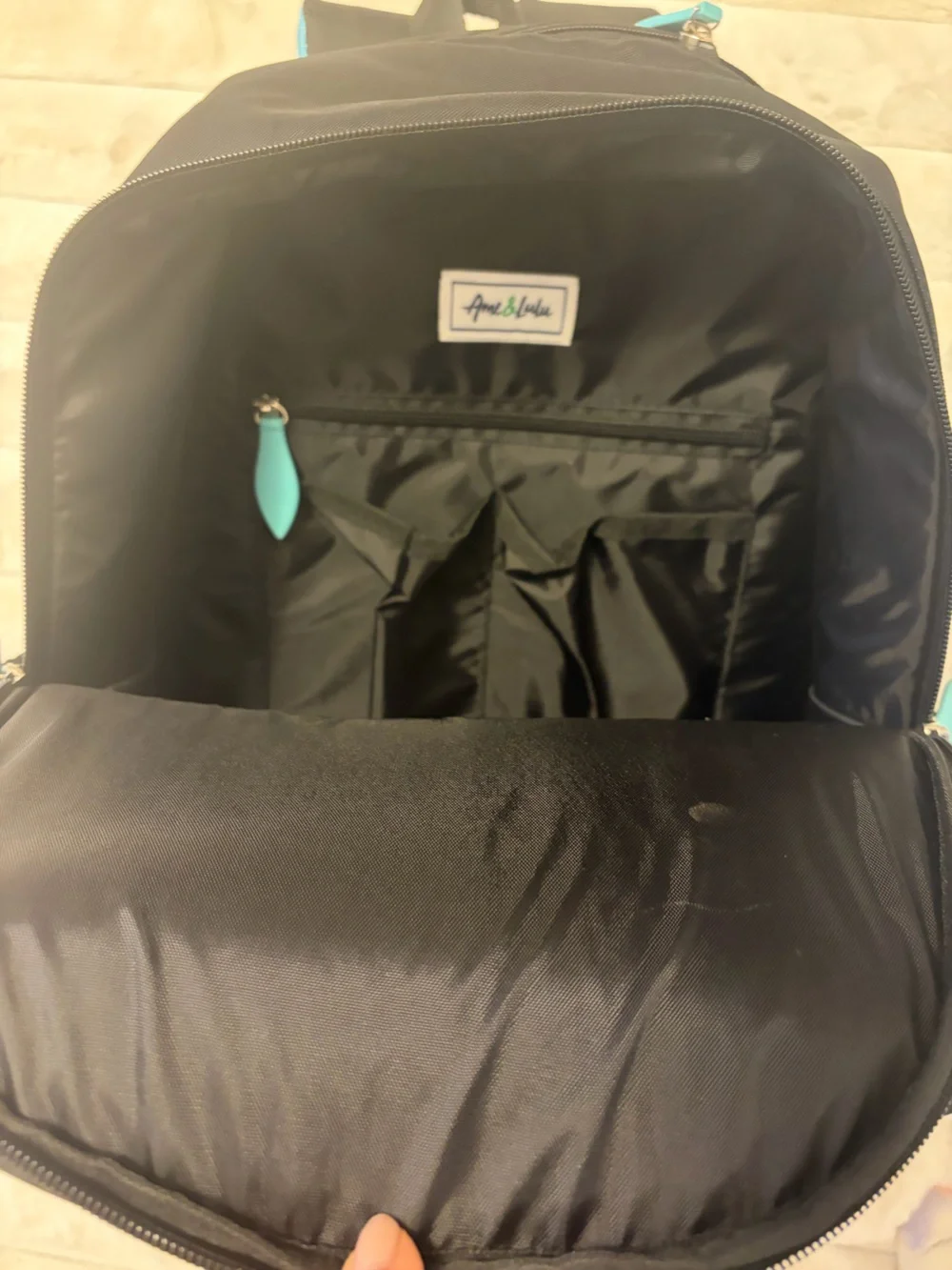 Ame & Lulu Courtside Tennis Backpack 2.0 — Black with Teal Accents